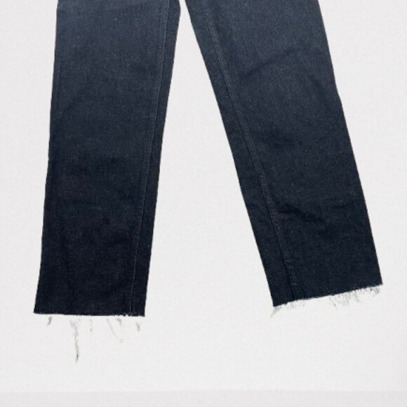 RE/DONE Straight Leg High Rise Button Fly Raw Hem Black Jeans Size 28 - Picture 7 of 13